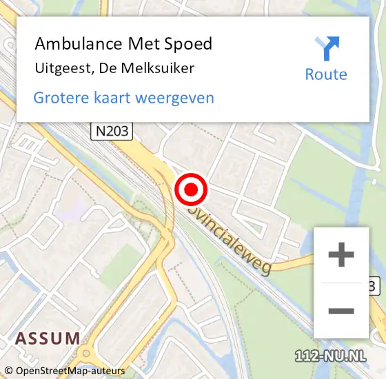 Locatie op kaart van de 112 melding: Ambulance Met Spoed Naar Uitgeest, De Melksuiker op 22 september 2024 00:57