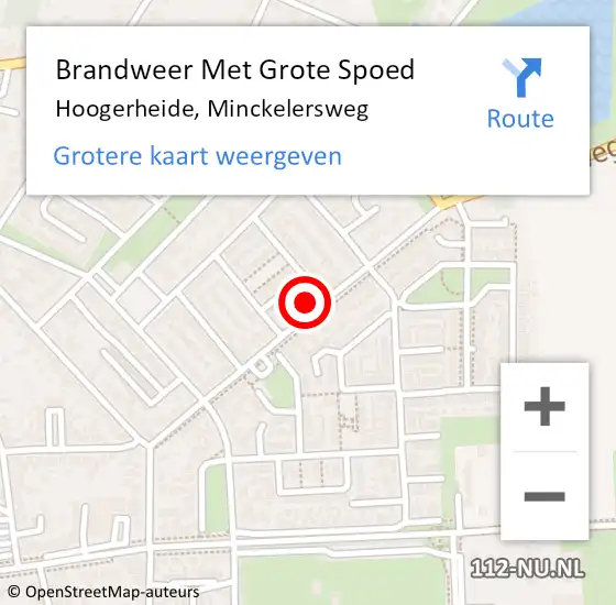 Locatie op kaart van de 112 melding: Brandweer Met Grote Spoed Naar Hoogerheide, Minckelersweg op 22 september 2024 01:17