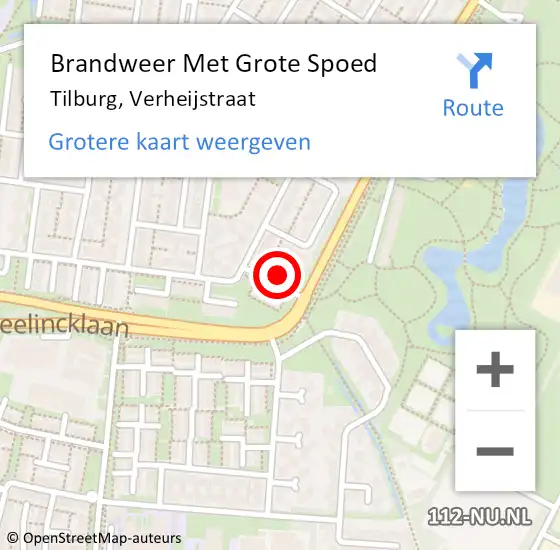 Locatie op kaart van de 112 melding: Brandweer Met Grote Spoed Naar Tilburg, Verheijstraat op 22 september 2024 01:42