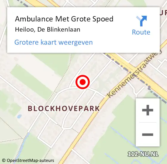 Locatie op kaart van de 112 melding: Ambulance Met Grote Spoed Naar Heiloo, De Blinkenlaan op 22 september 2024 01:59