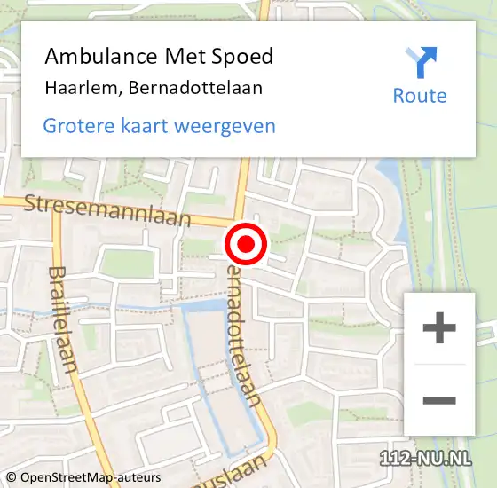 Locatie op kaart van de 112 melding: Ambulance Met Spoed Naar Haarlem, Bernadottelaan op 22 september 2024 02:03