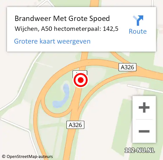 Locatie op kaart van de 112 melding: Brandweer Met Grote Spoed Naar Wijchen, A50 hectometerpaal: 142,5 op 22 september 2024 02:55