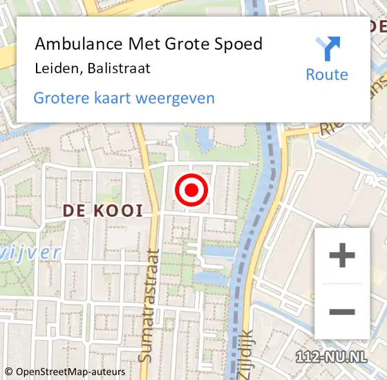 Locatie op kaart van de 112 melding: Ambulance Met Grote Spoed Naar Oegstgeest, Balistraat op 22 september 2024 03:05