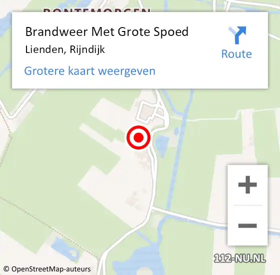 Locatie op kaart van de 112 melding: Brandweer Met Grote Spoed Naar Lienden, Rijndijk op 22 september 2024 03:14