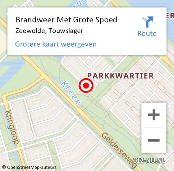 Locatie op kaart van de 112 melding: Brandweer Met Grote Spoed Naar Zeewolde, Touwslager op 22 september 2024 03:18