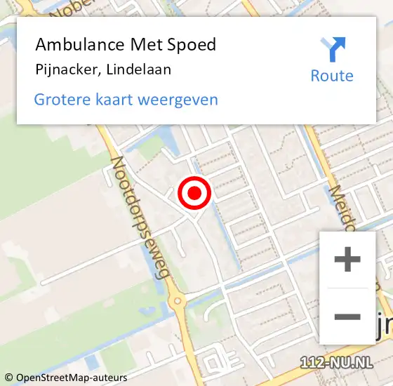 Locatie op kaart van de 112 melding: Ambulance Met Spoed Naar Pijnacker, Lindelaan op 22 september 2024 03:19