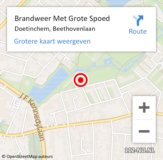 Locatie op kaart van de 112 melding: Brandweer Met Grote Spoed Naar Doetinchem, Beethovenlaan op 22 september 2024 03:32