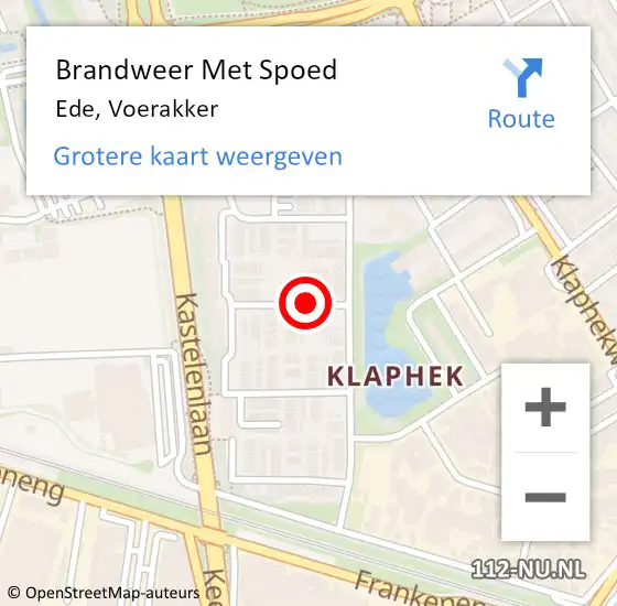 Locatie op kaart van de 112 melding: Brandweer Met Spoed Naar Ede, Voerakker op 22 september 2024 03:43