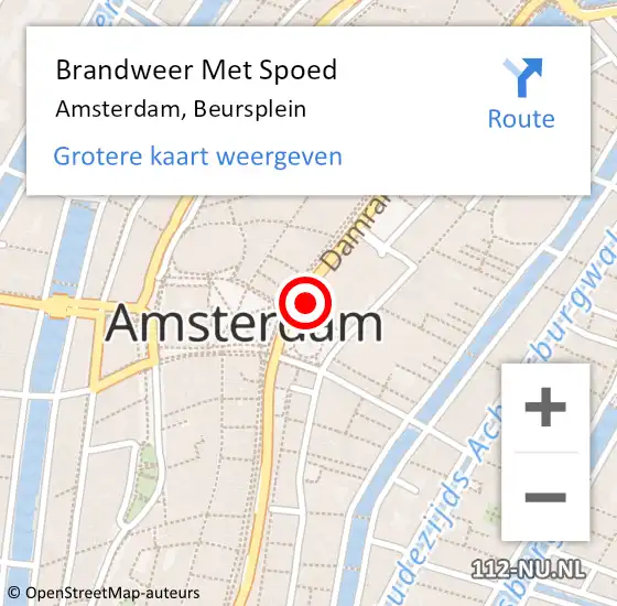 Locatie op kaart van de 112 melding: Brandweer Met Spoed Naar Amsterdam, Beursplein op 22 september 2024 03:52