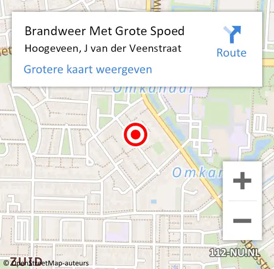 Locatie op kaart van de 112 melding: Brandweer Met Grote Spoed Naar Hoogeveen, J van der Veenstraat op 22 september 2024 03:53