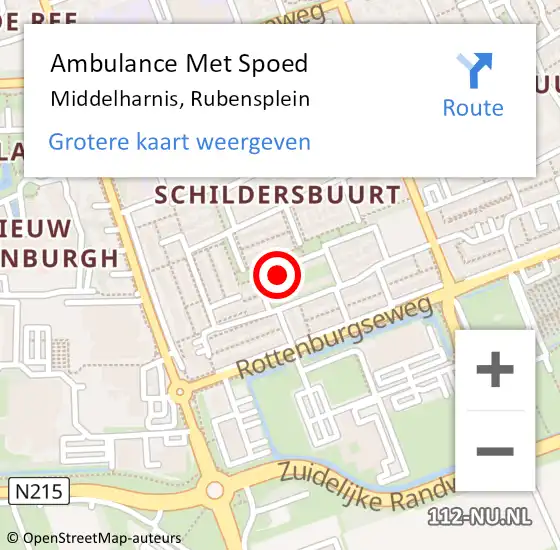 Locatie op kaart van de 112 melding: Ambulance Met Spoed Naar Middelharnis, Rubensplein op 22 september 2024 04:16