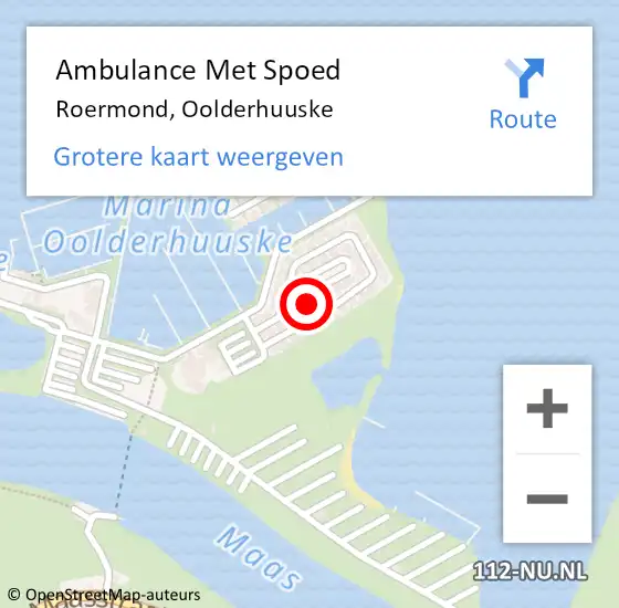 Locatie op kaart van de 112 melding: Ambulance Met Spoed Naar Roermond, Oolderhuuske op 22 september 2024 04:38