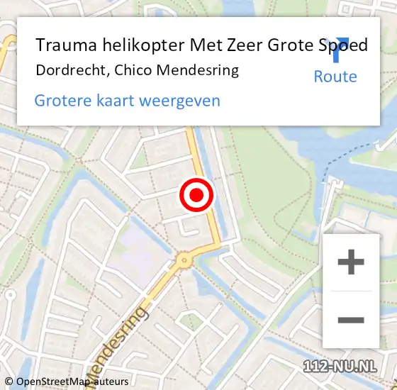 Locatie op kaart van de 112 melding: Trauma helikopter Met Zeer Grote Spoed Naar Dordrecht, Chico Mendesring op 22 september 2024 05:07