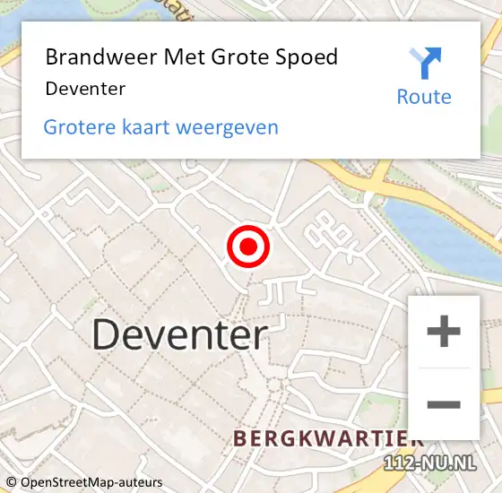 Locatie op kaart van de 112 melding: Brandweer Met Grote Spoed Naar Deventer op 22 september 2024 05:08