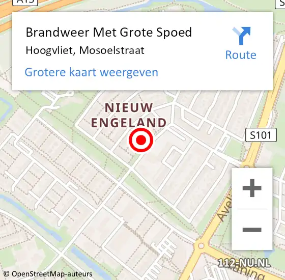 Locatie op kaart van de 112 melding: Brandweer Met Grote Spoed Naar Hoogvliet, Mosoelstraat op 22 september 2024 05:29