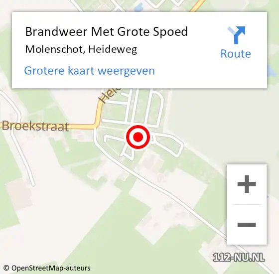 Locatie op kaart van de 112 melding: Brandweer Met Grote Spoed Naar Molenschot, Heideweg op 22 september 2024 05:45