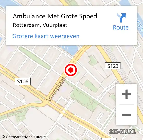 Locatie op kaart van de 112 melding: Ambulance Met Grote Spoed Naar Rotterdam, Vuurplaat op 20 oktober 2014 23:30