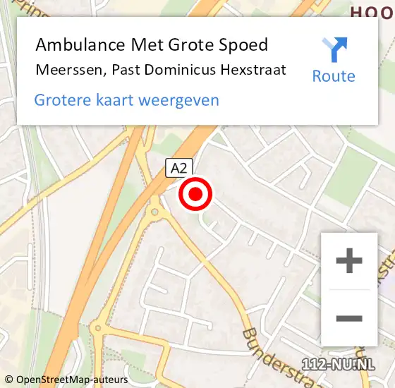 Locatie op kaart van de 112 melding: Ambulance Met Grote Spoed Naar Meerssen, Past Dominicus Hexstraat op 20 oktober 2014 23:32