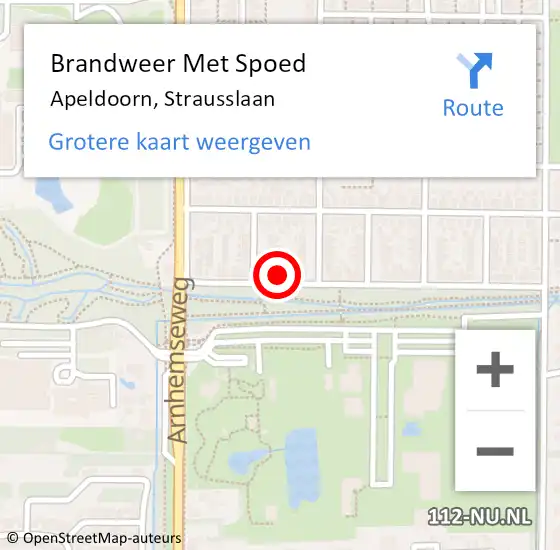 Locatie op kaart van de 112 melding: Brandweer Met Spoed Naar Apeldoorn, Strausslaan op 22 september 2024 06:43