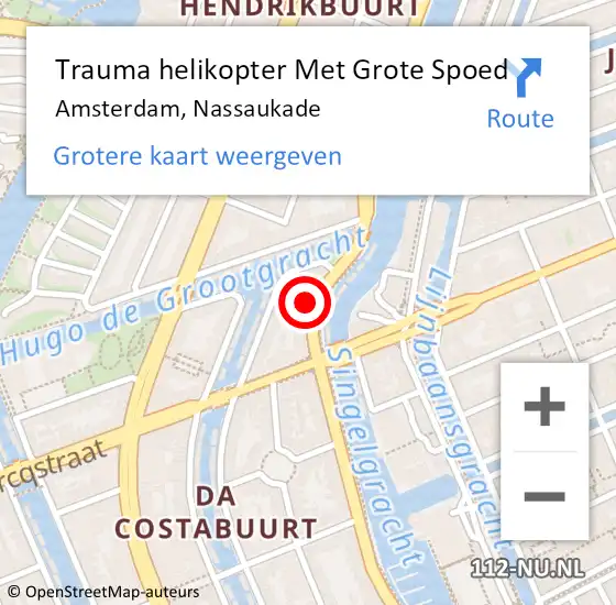 Locatie op kaart van de 112 melding: Trauma helikopter Met Grote Spoed Naar Amsterdam, Nassaukade op 22 september 2024 06:56