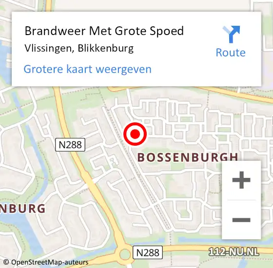 Locatie op kaart van de 112 melding: Brandweer Met Grote Spoed Naar Vlissingen, Blikkenburg op 22 september 2024 07:12