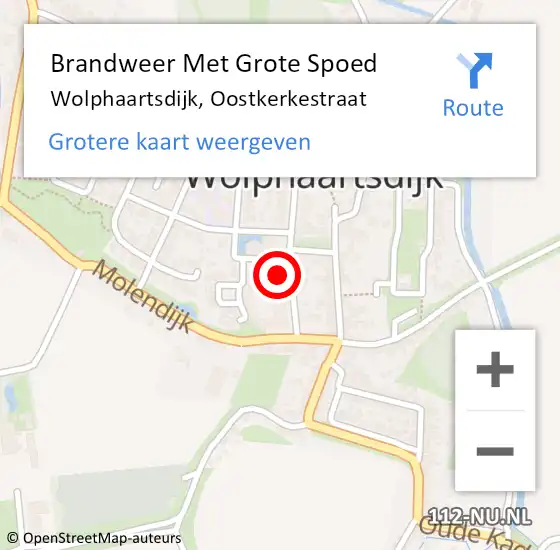 Locatie op kaart van de 112 melding: Brandweer Met Grote Spoed Naar Wolphaartsdijk, Oostkerkestraat op 22 september 2024 07:48