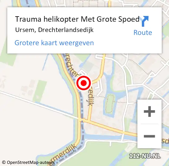 Locatie op kaart van de 112 melding: Trauma helikopter Met Grote Spoed Naar Ursem, Drechterlandsedijk op 22 september 2024 08:01