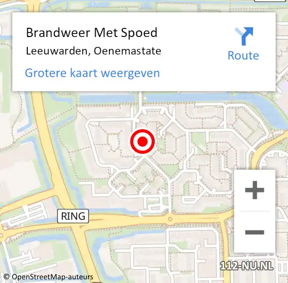 Locatie op kaart van de 112 melding: Brandweer Met Spoed Naar Leeuwarden, Oenemastate op 22 september 2024 08:27