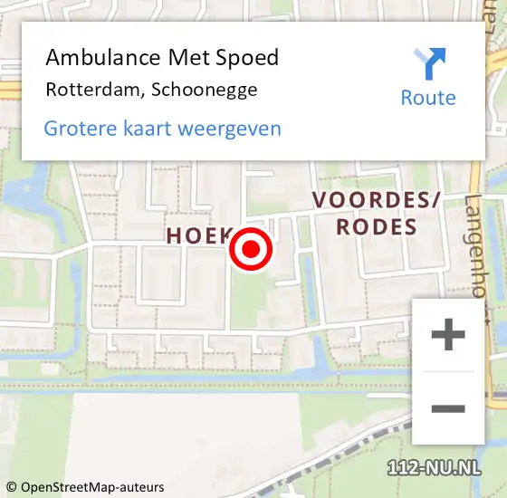 Locatie op kaart van de 112 melding: Ambulance Met Spoed Naar Rotterdam, Schoonegge op 22 september 2024 09:13