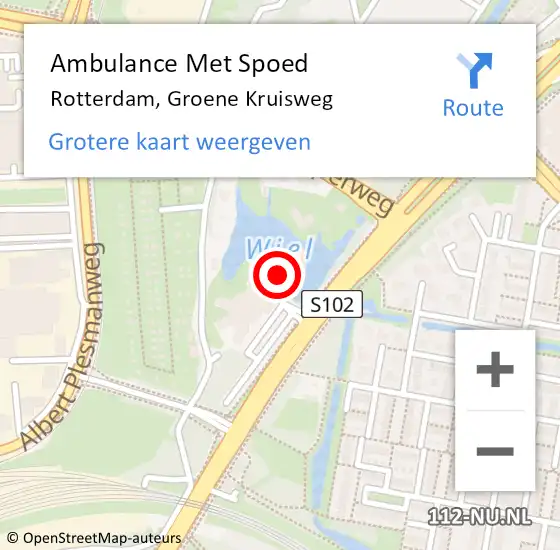 Locatie op kaart van de 112 melding: Ambulance Met Spoed Naar Rotterdam, Groene Kruisweg op 22 september 2024 09:18