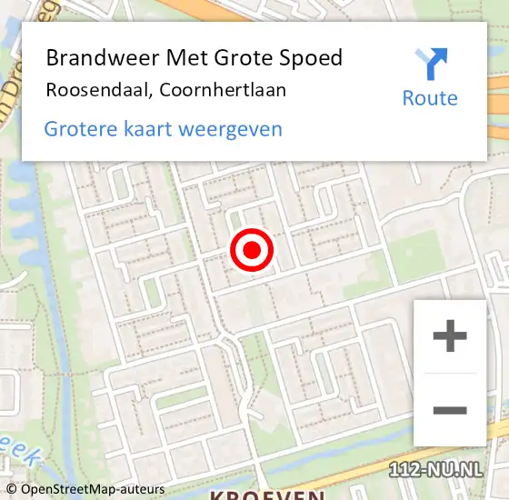 Locatie op kaart van de 112 melding: Brandweer Met Grote Spoed Naar Roosendaal, Coornhertlaan op 22 september 2024 09:55