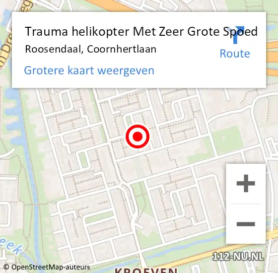 Locatie op kaart van de 112 melding: Trauma helikopter Met Zeer Grote Spoed Naar Roosendaal, Coornhertlaan op 22 september 2024 09:56