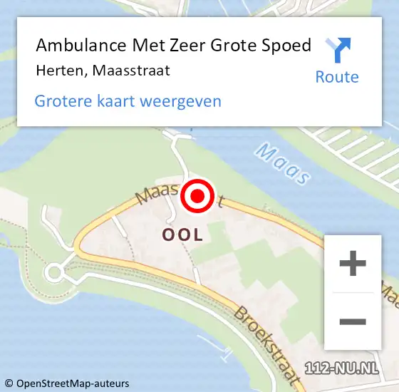 Locatie op kaart van de 112 melding: Ambulance Met Zeer Grote Spoed Naar Herten, Maasstraat op 22 september 2024 10:04