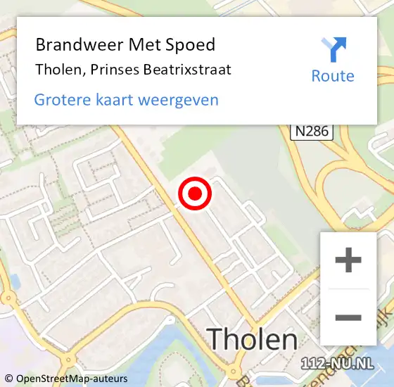 Locatie op kaart van de 112 melding: Brandweer Met Spoed Naar Tholen, Prinses Beatrixstraat op 22 september 2024 10:09