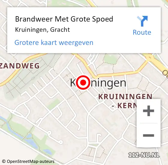 Locatie op kaart van de 112 melding: Brandweer Met Grote Spoed Naar Kruiningen, Gracht op 21 oktober 2014 00:10