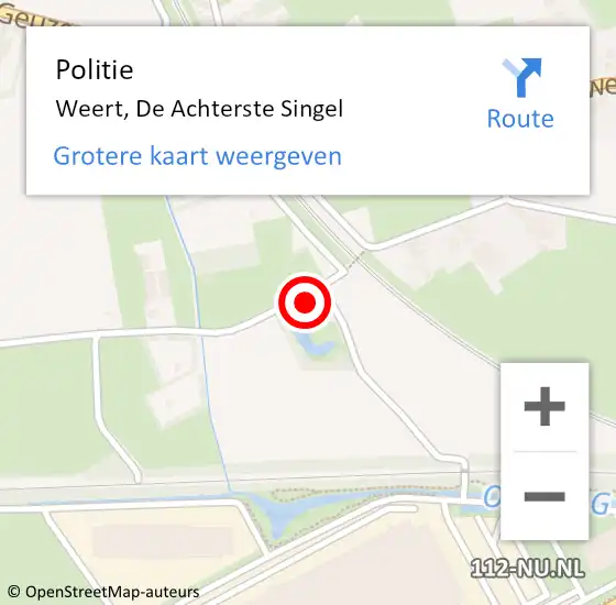 Locatie op kaart van de 112 melding: Politie Weert, De Achterste Singel op 22 september 2024 10:31