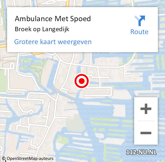 Locatie op kaart van de 112 melding: Ambulance Met Spoed Naar Broek op Langedijk op 22 september 2024 10:35