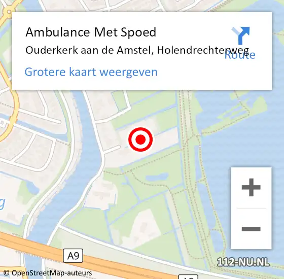 Locatie op kaart van de 112 melding: Ambulance Met Spoed Naar Ouderkerk aan de Amstel, Holendrechterweg op 22 september 2024 10:41