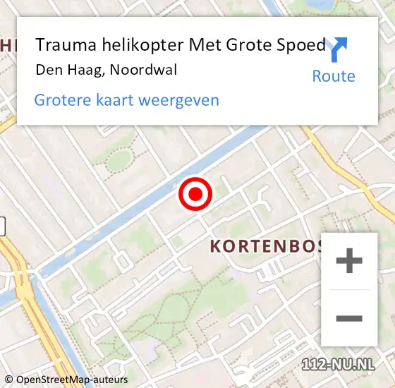 Locatie op kaart van de 112 melding: Trauma helikopter Met Grote Spoed Naar Den Haag, Noordwal op 22 september 2024 10:45