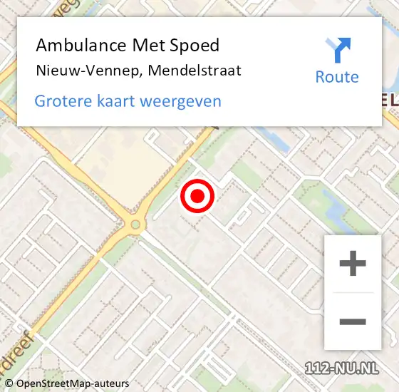 Locatie op kaart van de 112 melding: Ambulance Met Spoed Naar Nieuw-Vennep, Mendelstraat op 22 september 2024 11:01