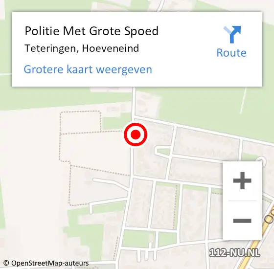 Locatie op kaart van de 112 melding: Politie Met Grote Spoed Naar Teteringen, Hoeveneind op 22 september 2024 11:09