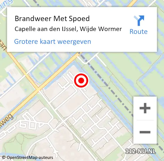 Locatie op kaart van de 112 melding: Brandweer Met Spoed Naar Capelle aan den IJssel, Wijde Wormer op 22 september 2024 11:14