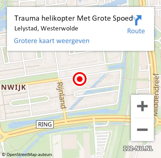 Locatie op kaart van de 112 melding: Trauma helikopter Met Grote Spoed Naar Lelystad, Westerwolde op 22 september 2024 11:15