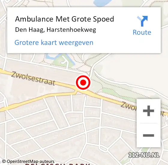 Locatie op kaart van de 112 melding: Ambulance Met Grote Spoed Naar Den Haag, Harstenhoekweg op 22 september 2024 11:17