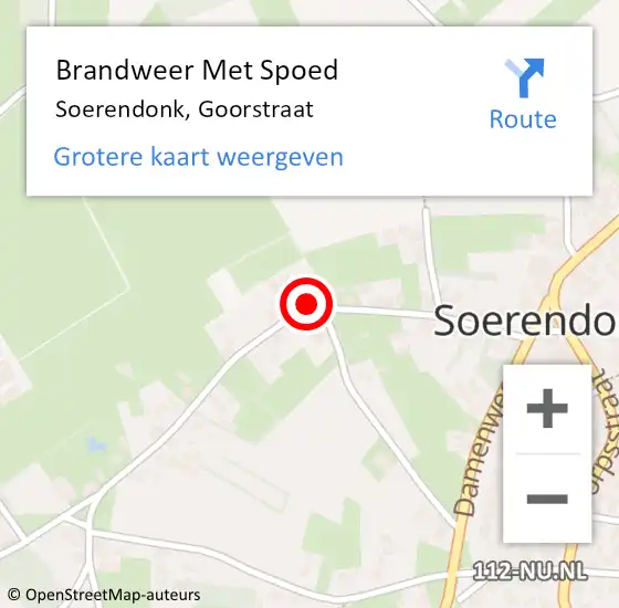 Locatie op kaart van de 112 melding: Brandweer Met Spoed Naar Soerendonk, Goorstraat op 22 september 2024 11:25