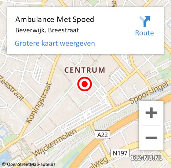 Locatie op kaart van de 112 melding: Ambulance Met Spoed Naar Beverwijk, Breestraat op 22 september 2024 11:48