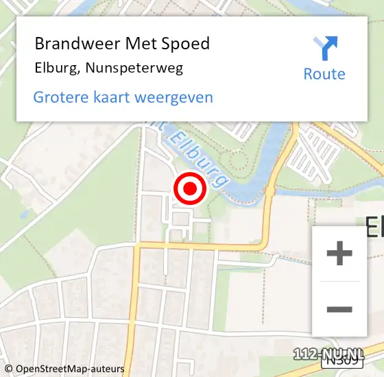 Locatie op kaart van de 112 melding: Brandweer Met Spoed Naar Elburg, Nunspeterweg op 22 september 2024 11:51