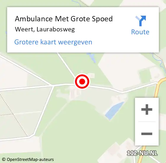 Locatie op kaart van de 112 melding: Ambulance Met Grote Spoed Naar Weert, Laurabosweg op 22 september 2024 11:53