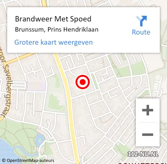 Locatie op kaart van de 112 melding: Brandweer Met Spoed Naar Brunssum, Prins Hendriklaan op 22 september 2024 11:56