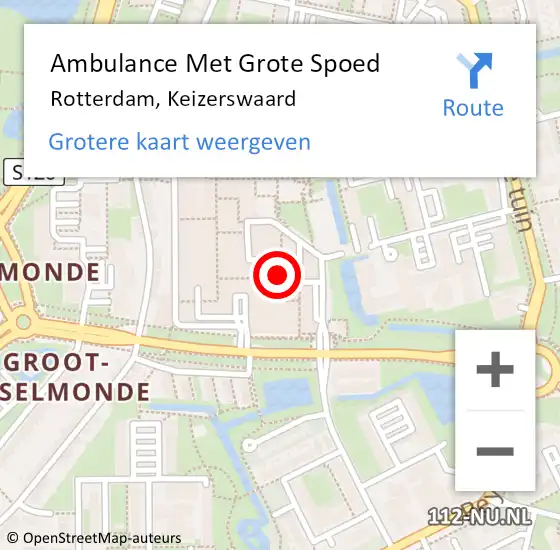 Locatie op kaart van de 112 melding: Ambulance Met Grote Spoed Naar Rotterdam, Keizerswaard op 22 september 2024 11:57